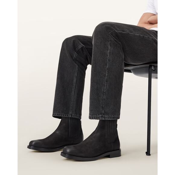 Allsaints Bloom Chelsea Cow Leather Boots in washed black NEW MENS 8 main image 4